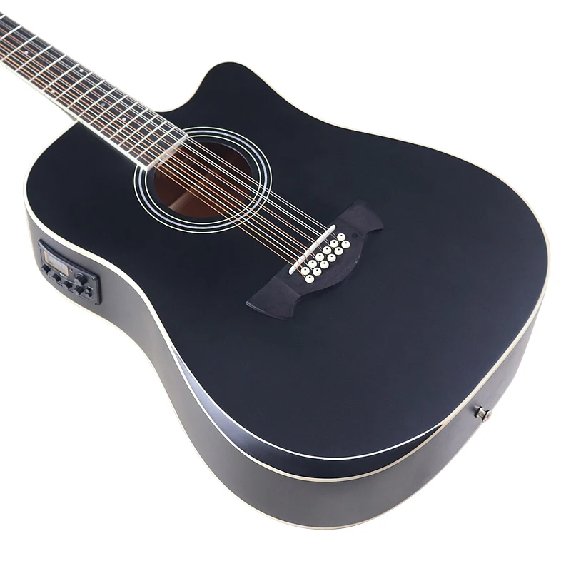 High Grade 12 Strings Electric Acoustic Guitar 41 Inch Cutaway Folk Guitar With Radion Corner Good Handicraft