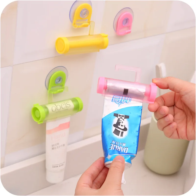 Suction Cup Hook  Plastic Rolling Tube Squeezer Toothpaste Dispenser Sucker Holder Dental Cream Bathroom Manual Dispenser