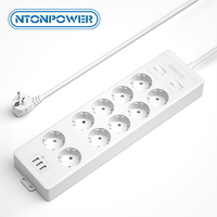 NTONPOWER Power Strip 4000J Surge Protector Extra Wide Socket  Wall Mountable USB Power Outlet with Extension Lead Network filte