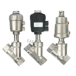DN Series High Temperature And Corrosion Resistant Steam Pneumatic Valve Y Type Internal Thread Angle Seat Valve.