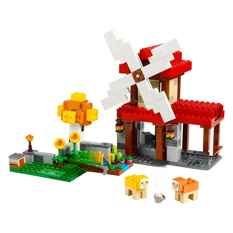 Conjuntos de tijolos compatíveis meu mini mundo série de jogos blocos de construção a fazenda moinho de vento brinquedos infantis montagem presentes 21262