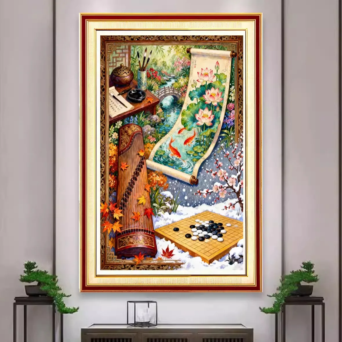 Four Seasons stamp pattern 9CT 11CT Embroidery DIY Printed Kits Cross Stitch Thread Needlework Home Decor Crafts