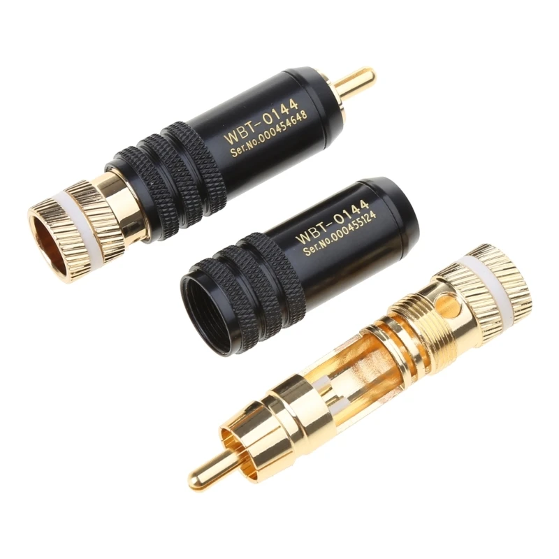 4 Pcs WBT-0144 Gold Plated RCA Plug Lock Soldering o/Video Plugs Connector P9JD