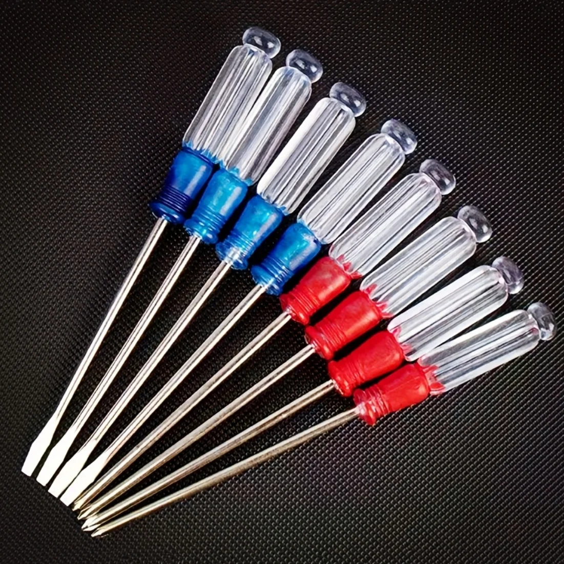 8pcs Crystal Screwdriver Set with Transparent Handles - Durable Steel,  Flat & Phillips Heads