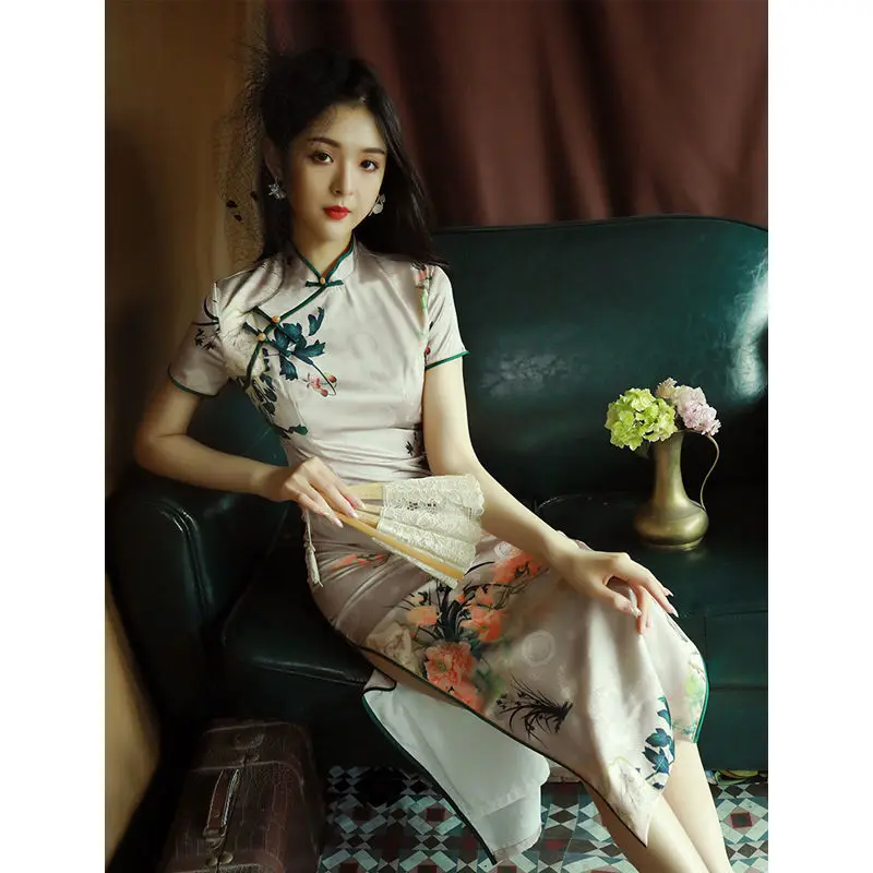 

Yourqipao 2023 Summer Cheongsam New and Improved Chinese Traditional Long Women Retro Elegant Qipao Hanfu Evening Dresses