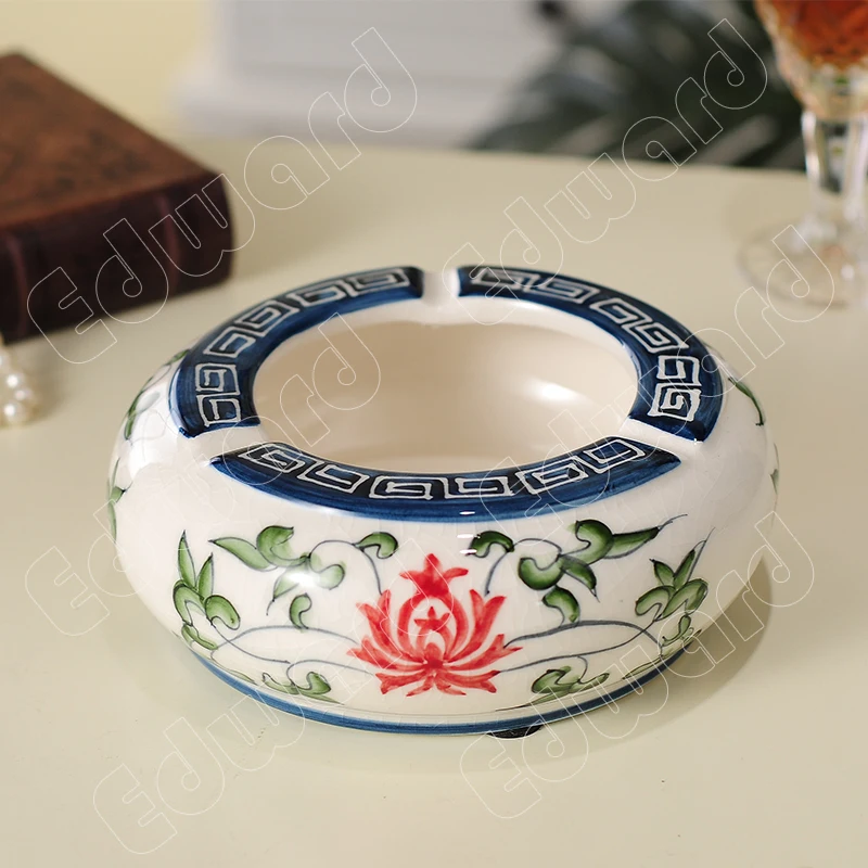 Creative Hand-painted Ashtray Ceramic Ashtrays Without Lid Living Room Office Household Coffee Table Decoration Classic Ashtrays