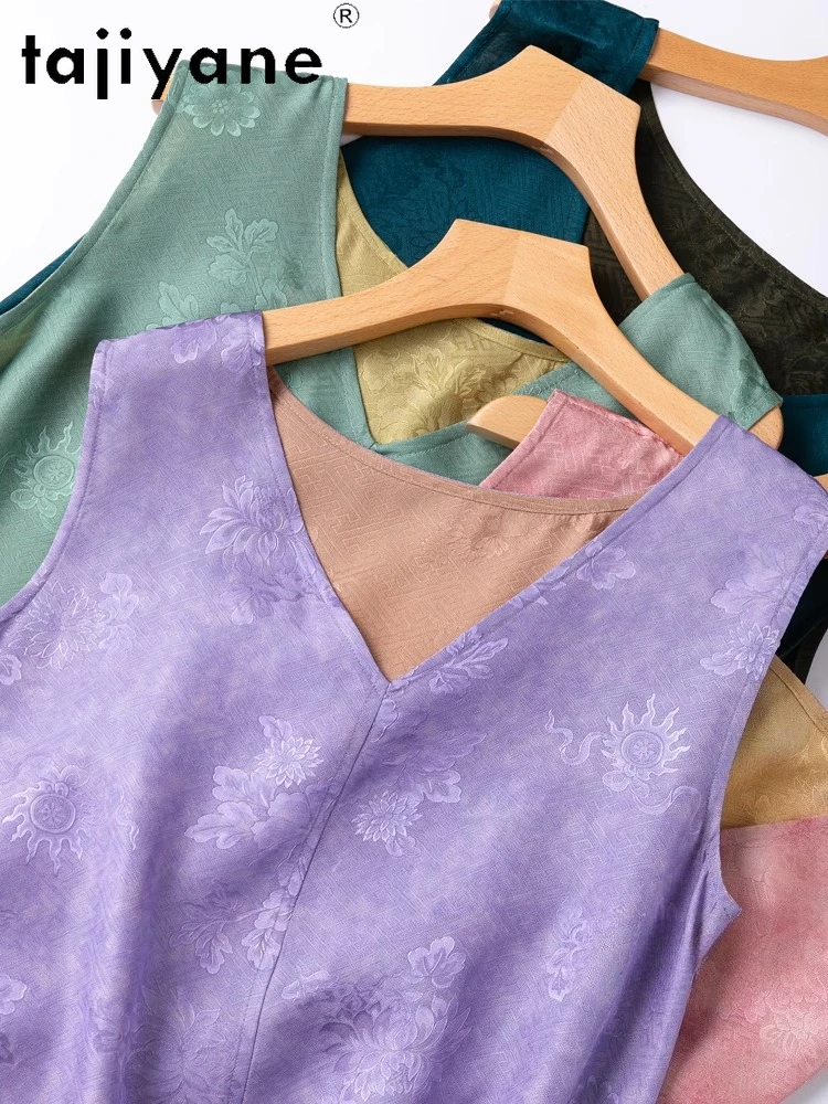 TAJIYANE 100% vera seta di gelso abiti lunghi donna estate 2025 gilet reversibile abito da festa abiti da donna vestiti плаokubе жletiе