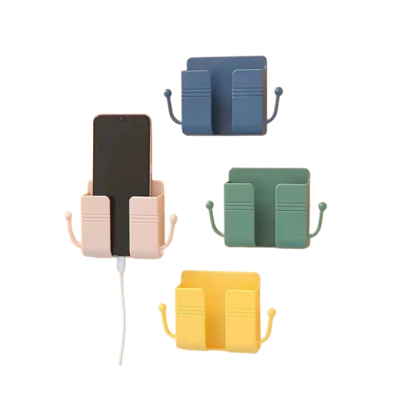 

1PCS Non Punching Mobile Phone Wall Hanging Box With Side Hooks Multifunctional Use Of Self-Adhesive Phone Charging Storage Box