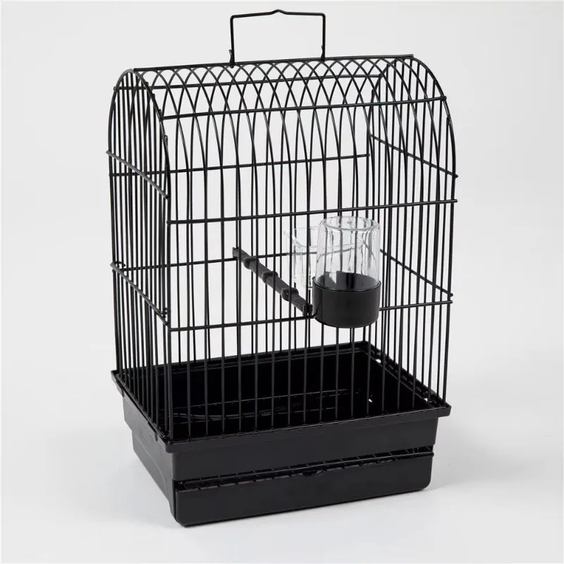 New Black Iron Portable Bird Cage for Parrot & Canary Outdoor Feeding