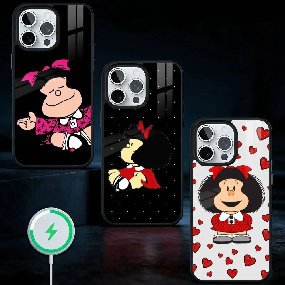 

Cartoon M-Mafalda Cute Phone Case For iPhone17,16,15,14,13 Plus,Pro Max Magnetic For Magsafe Wireless Charging