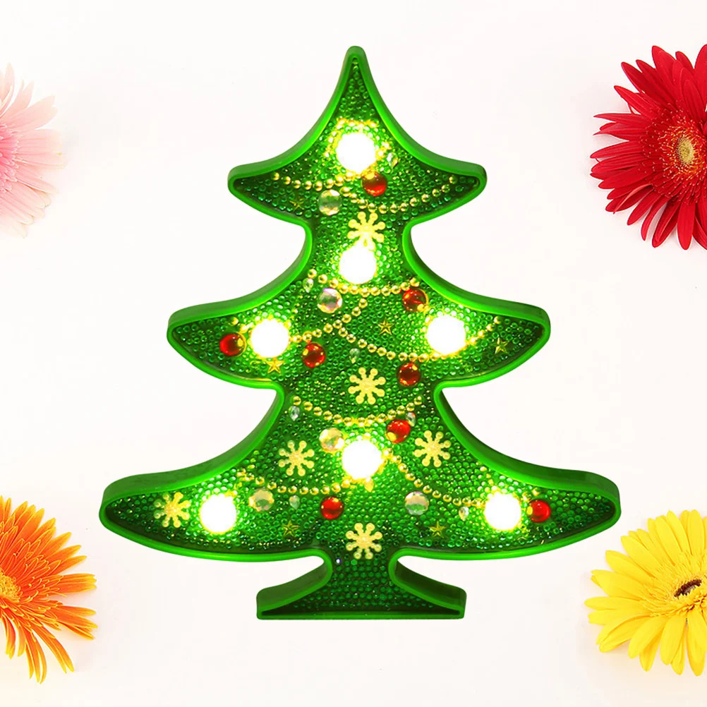 DIY شجرة عيد الميلاد شكل مصباح 5d اللوحة ضوء الراتنج الترتر المبهر لشريط فندق حزب المنزل لا ضوء ساطع