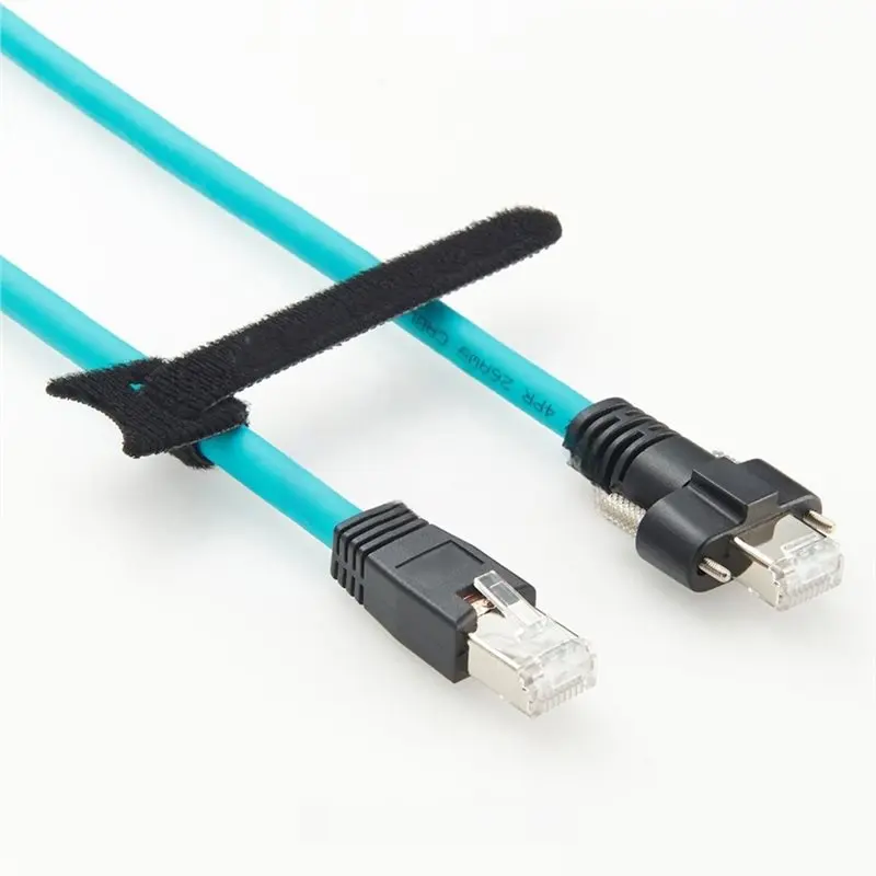 New 10 Gigabit CAT6A RJ45 Gige Shielded Cable With Lock, Snagless RJ45 100W Poe Patch Cord, Horizontal 2 Meter