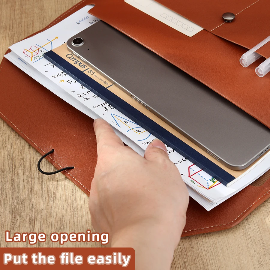 1Pcs Fashion Leather File Bag For Document Organizer A4 Document Storage Bag Business Contract Bills