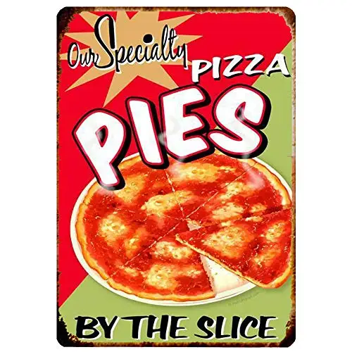 Vintage Retro Metal Tin Sign Pizza Pies Italian Food Home Bar Restaurant Club Wall Decor Signs 12X8Inch