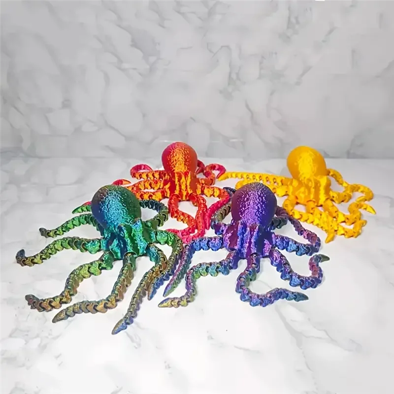 3D Printed Octopus Ornament Fish Tank Landscaping Accessories Movable Joint Figure Gifts For Kids