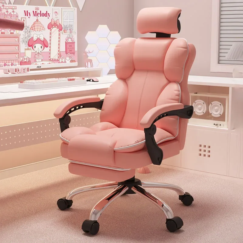 Aesthetic Low Price Kawaii Office Chair Back Cushion White Luxury Girls Gaming Chair Office Furniture