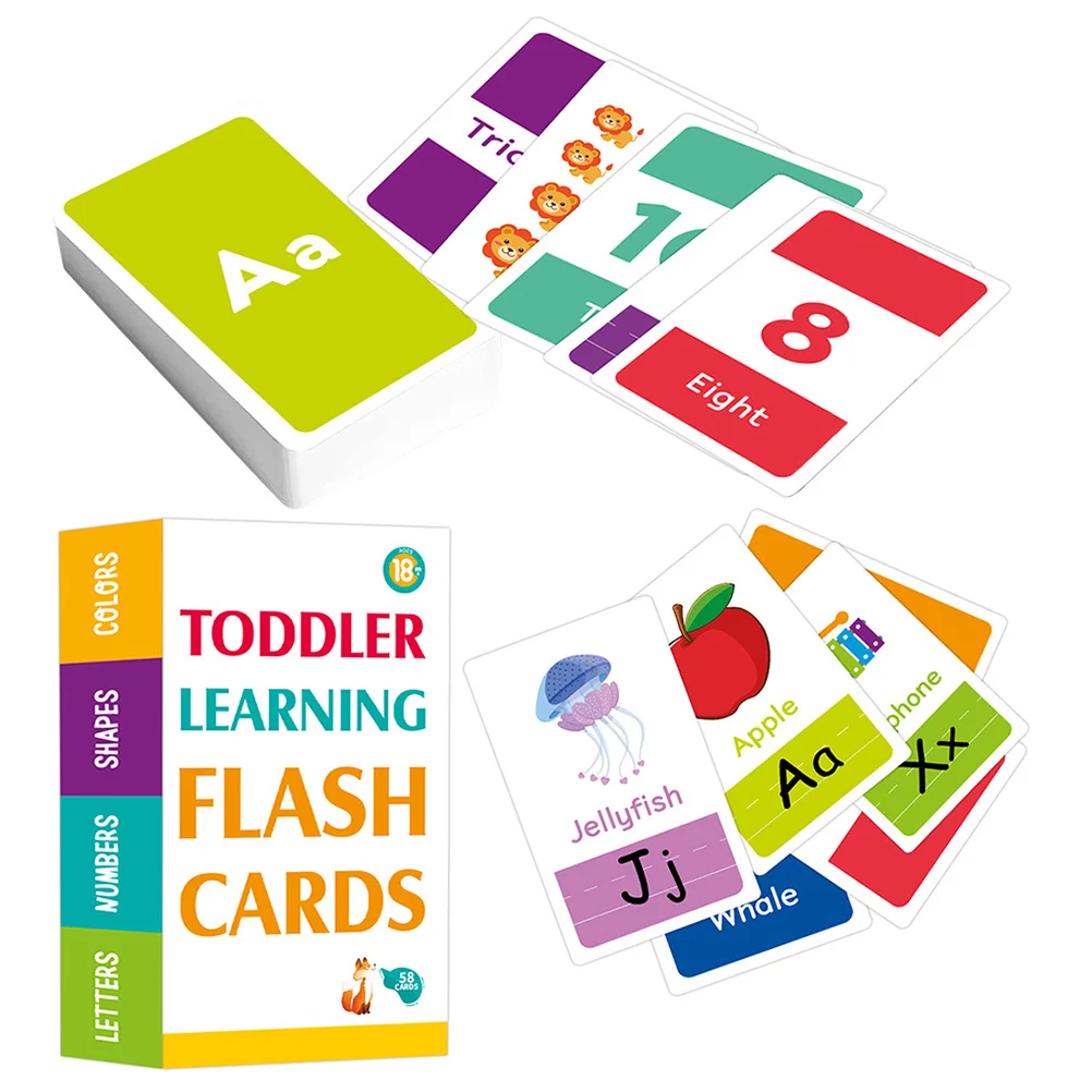 

58 Sheets Early Learning Flash Cards Paperboard Sensory Cards Anti Glare Stimulate Retina Improve Cognitive Ability