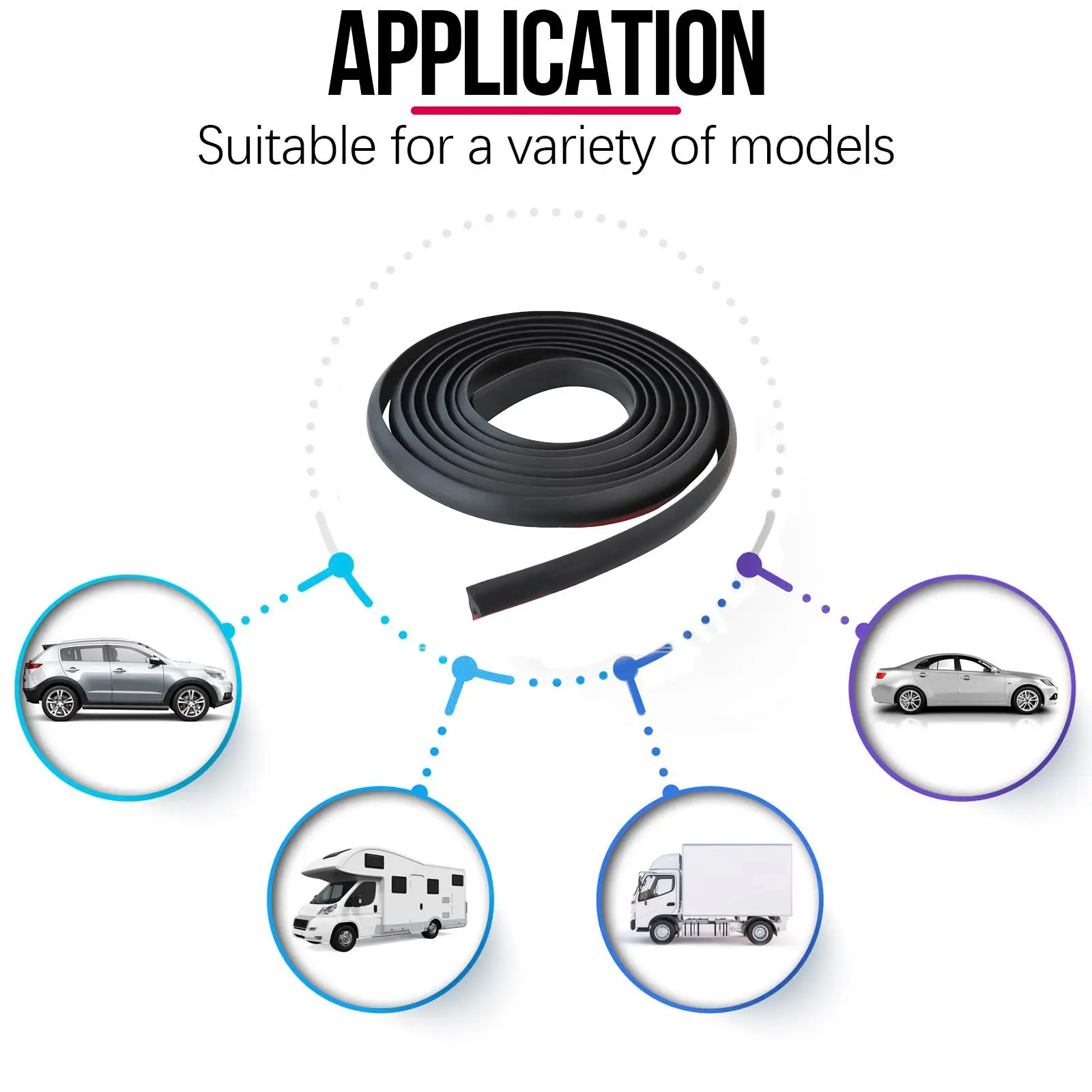 Universal  Car Door Rubber Sealing Strip Slanted T-Type Auto Door Seal Sound Insulation Weatherstrip Edge Sealant For Car