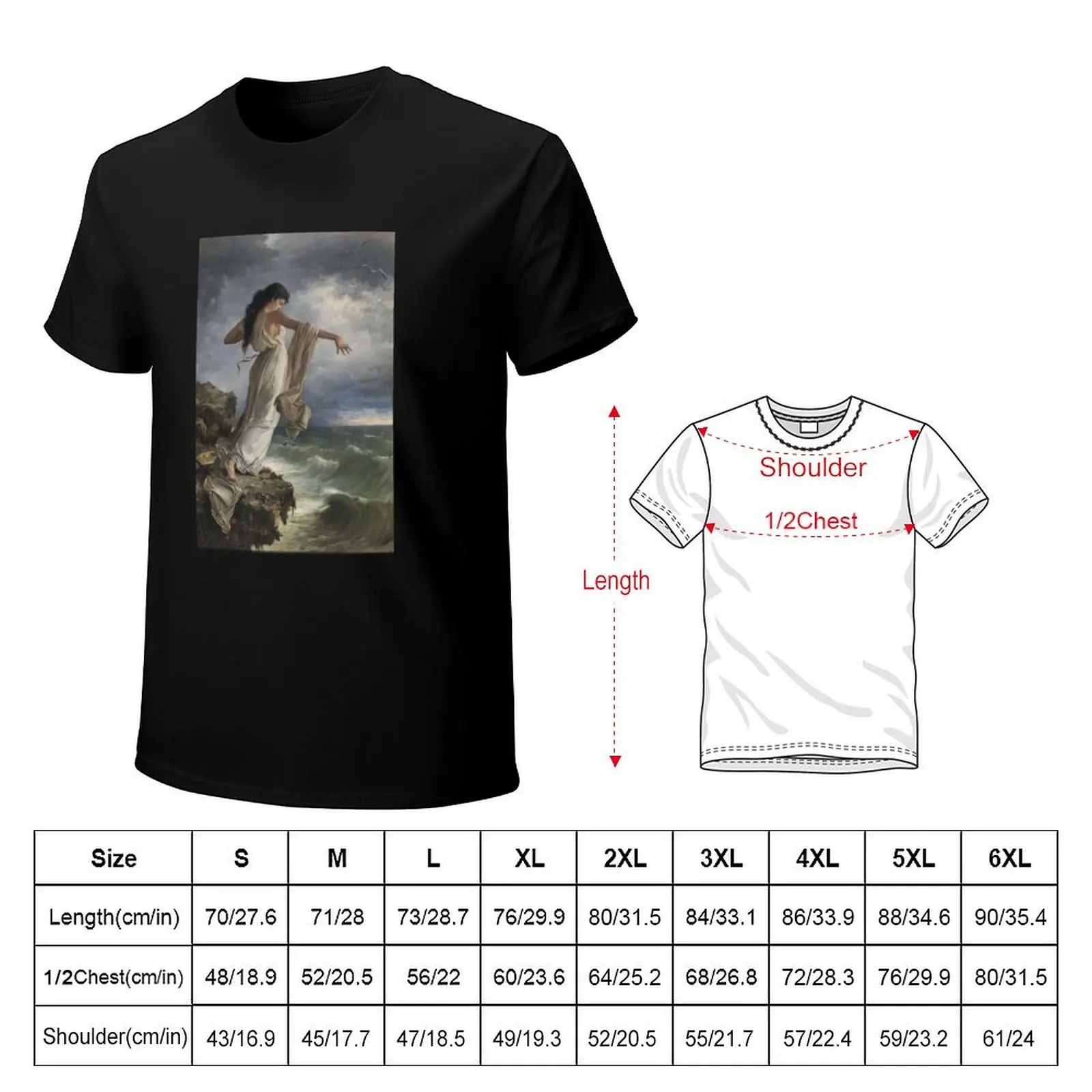 Death of Sappho by Miguel Carbonell Selva T-Shirt Large Size Basic Casual T-Shirt view 2