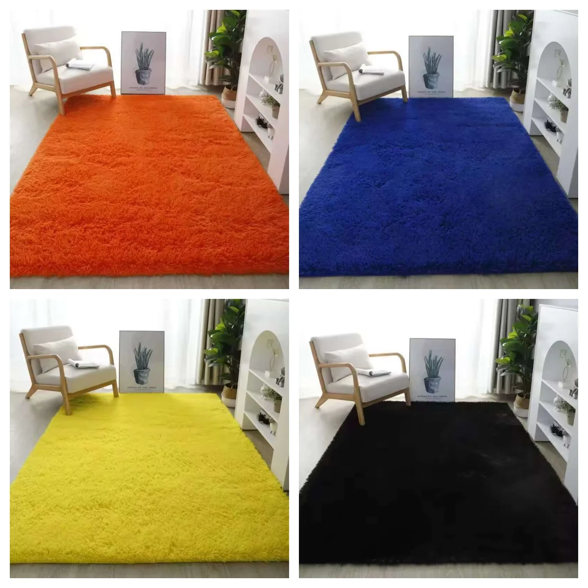 VIKAMA Batik-flauschige Teppiche für Wohnzimmer-Dekoration, Nachttisch-Teppich, warme Plüsch-Fußmatten, Kinderzimmer-Spielmatten, pelziger Teppich – Detail 12
