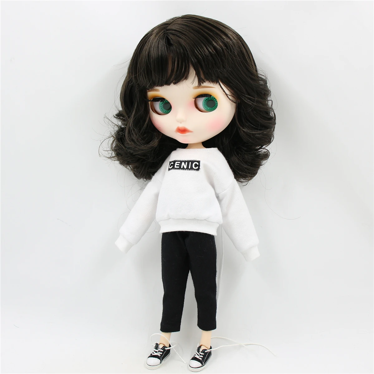 ICY DBS Blyth Doll 30cm Black Short Hair Pouting Lips Fair Skin Matte Face 19 Joints Doll Fashion Anime Girls Festival Gifts