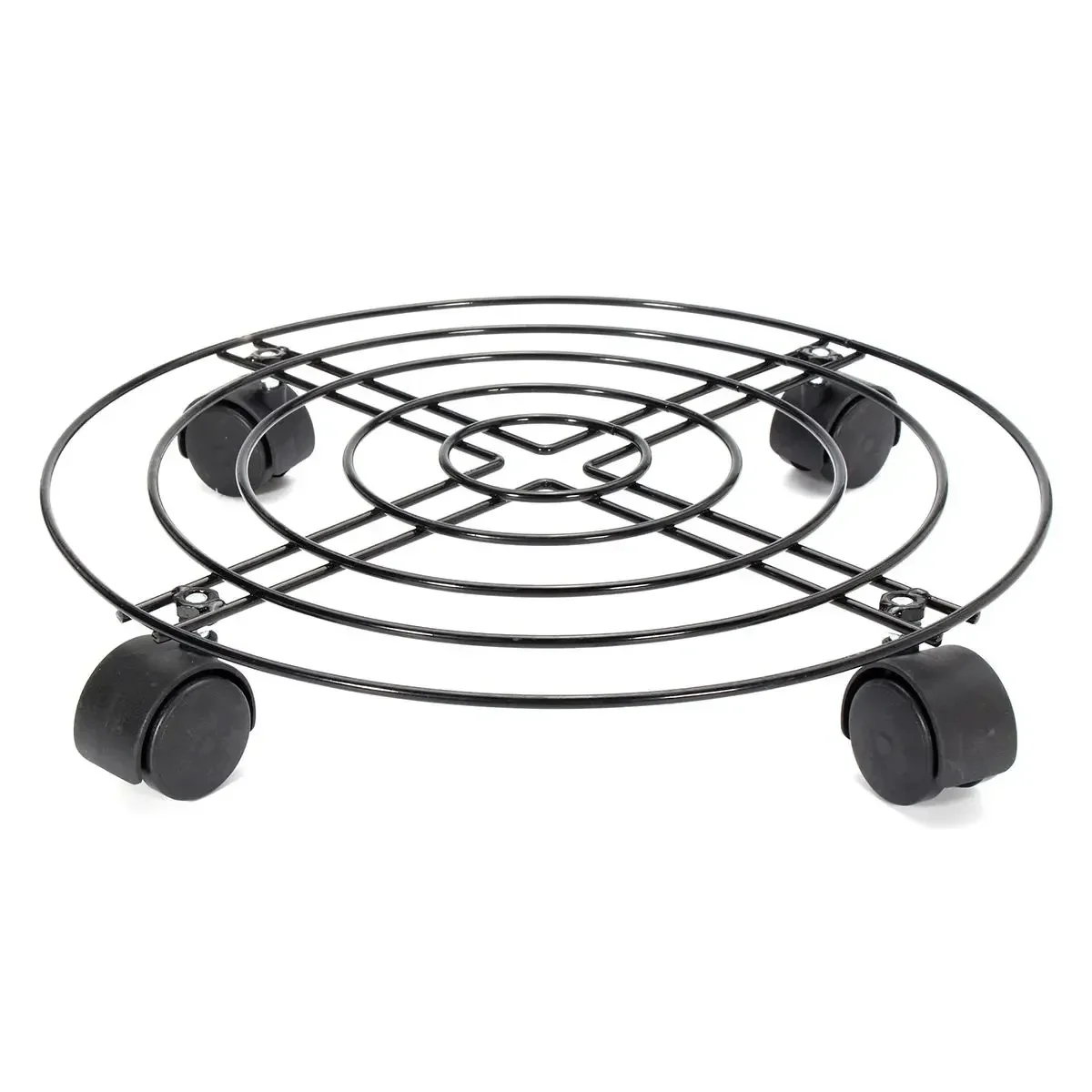 Bandeja redonda de Metal para maceta de flores, color negro, 4 tamaños, 4 ruedas, macetero pesado, maceta, carrito, soporte de p