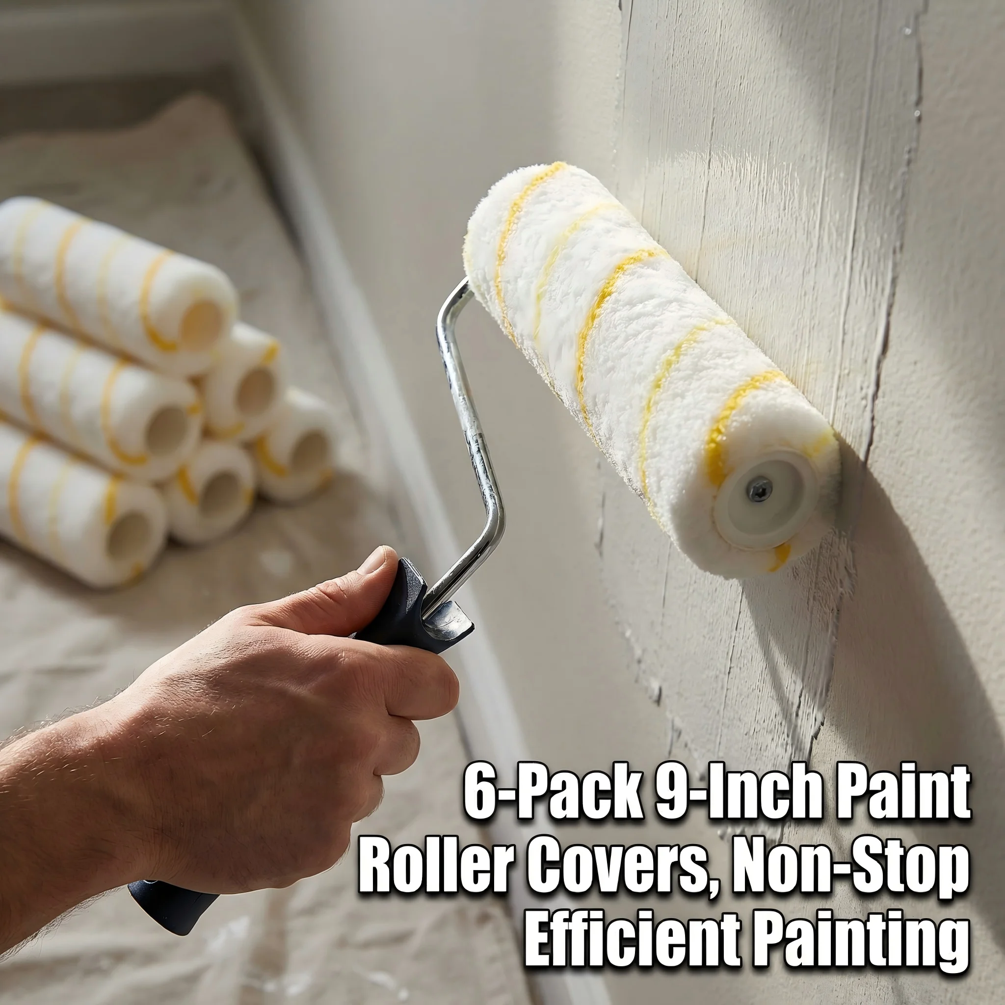 Paint Roller Covers 6 Pack, 9 Inch X 1/2