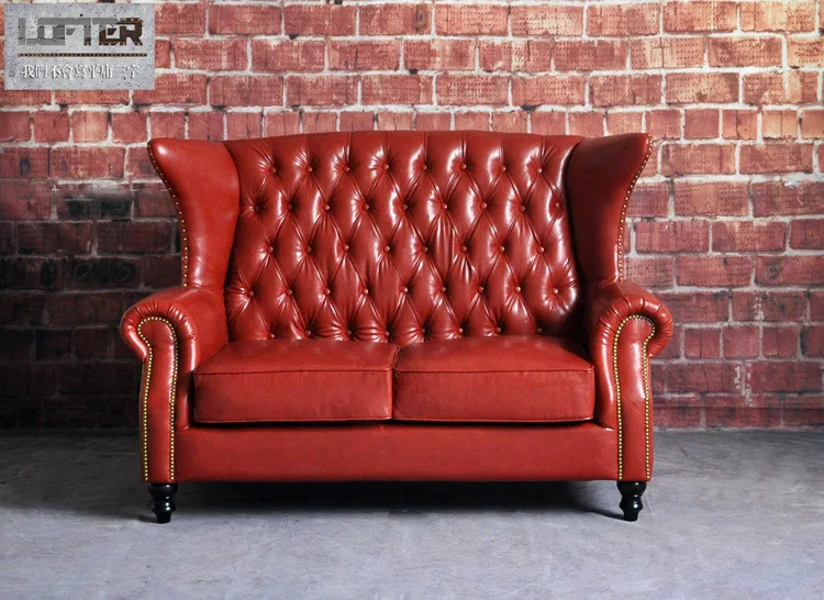 European leather sofa KTV bar hotel lobby personalized sofa Japanese retro sofa club custom furniture