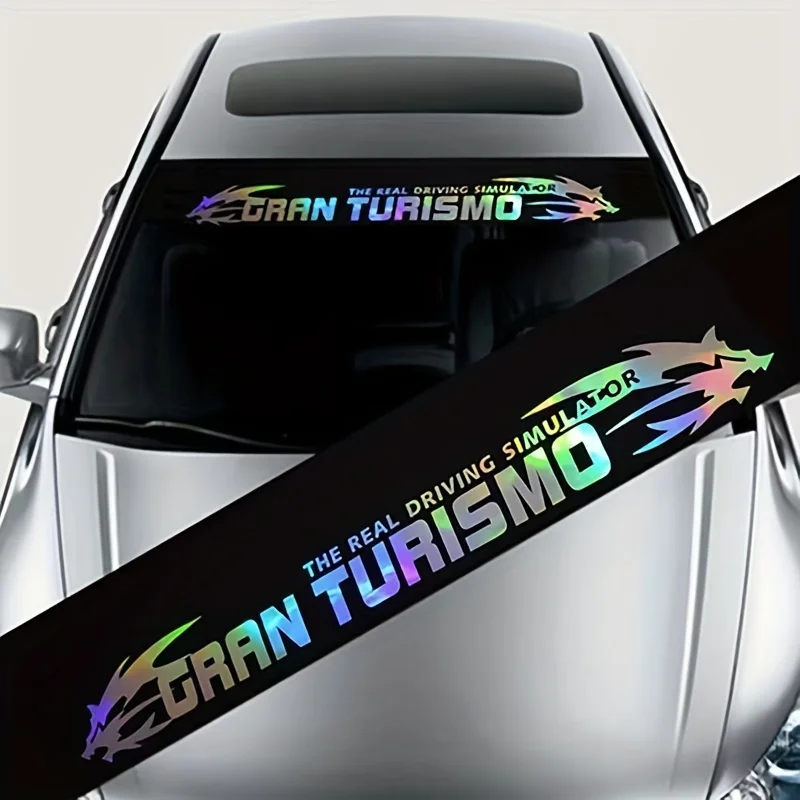 Colorful Car Windshield Stickers - Explosive Design for Front and Rear Windshields - 130x21cm/51.18x8.27in Size - Easy to Apply