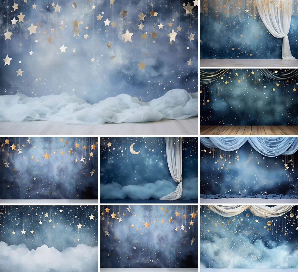 Mehofond Photography Background Glitter Stars Moon Curtain Child Birthday Party Cake Smach Portrait Decor Backdrop Photo Studio