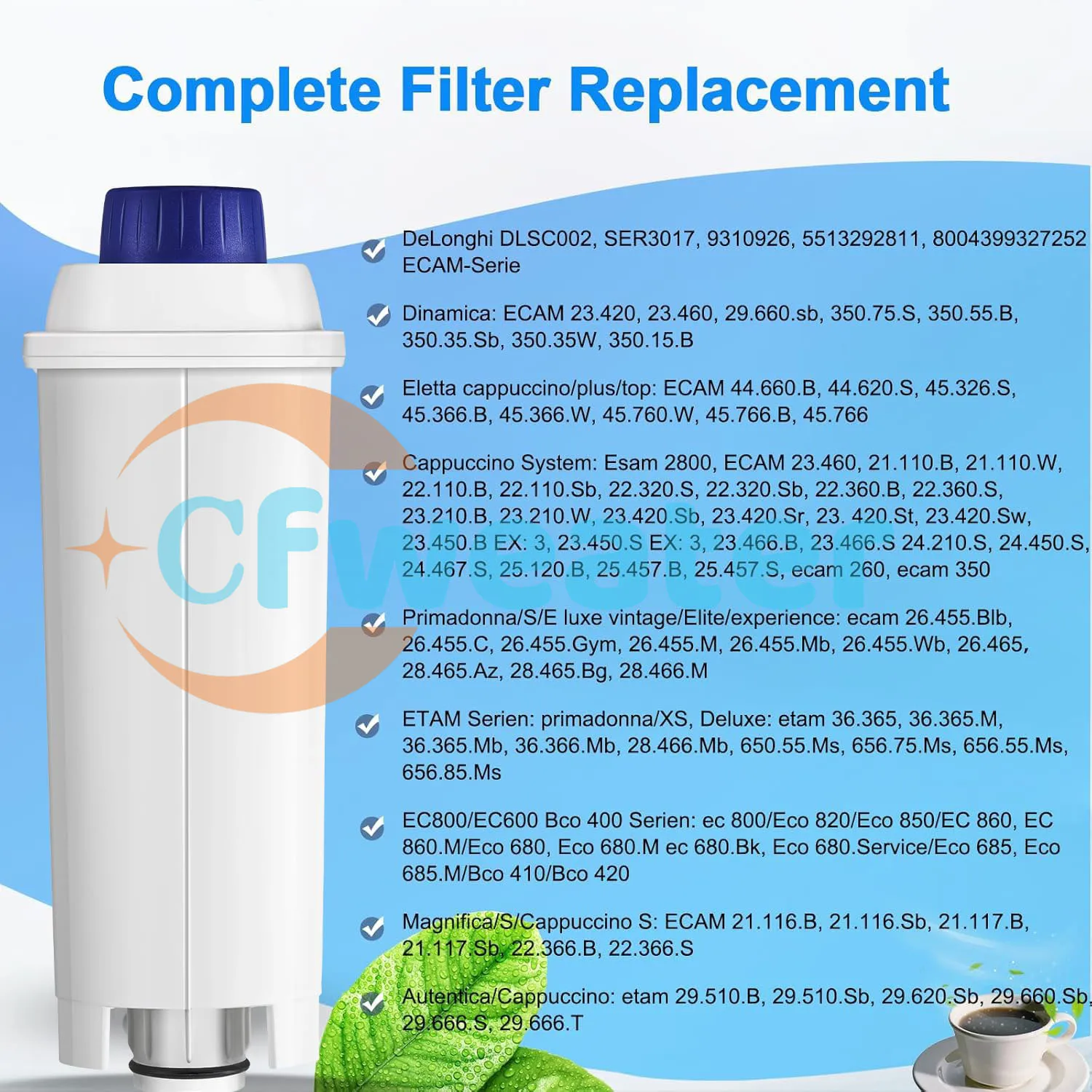 12-1Pcs DLSC002 Water Filter Replacement Coffee Filter for Delonghi DLSC002 Cfweater Water Filter Fit for Delonghi Machine Parts
