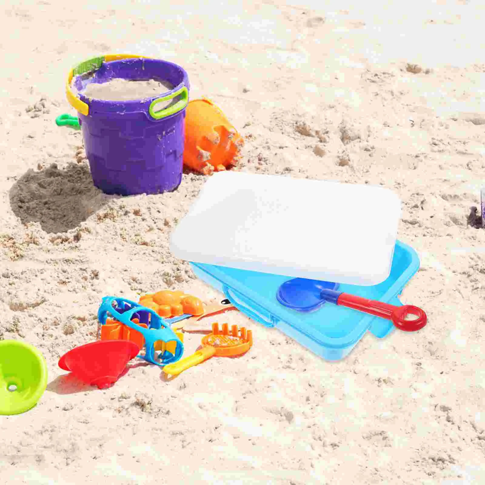 Bac à sable portable pour activités de plein air, boîte de rangement pour jouets, damier de plage