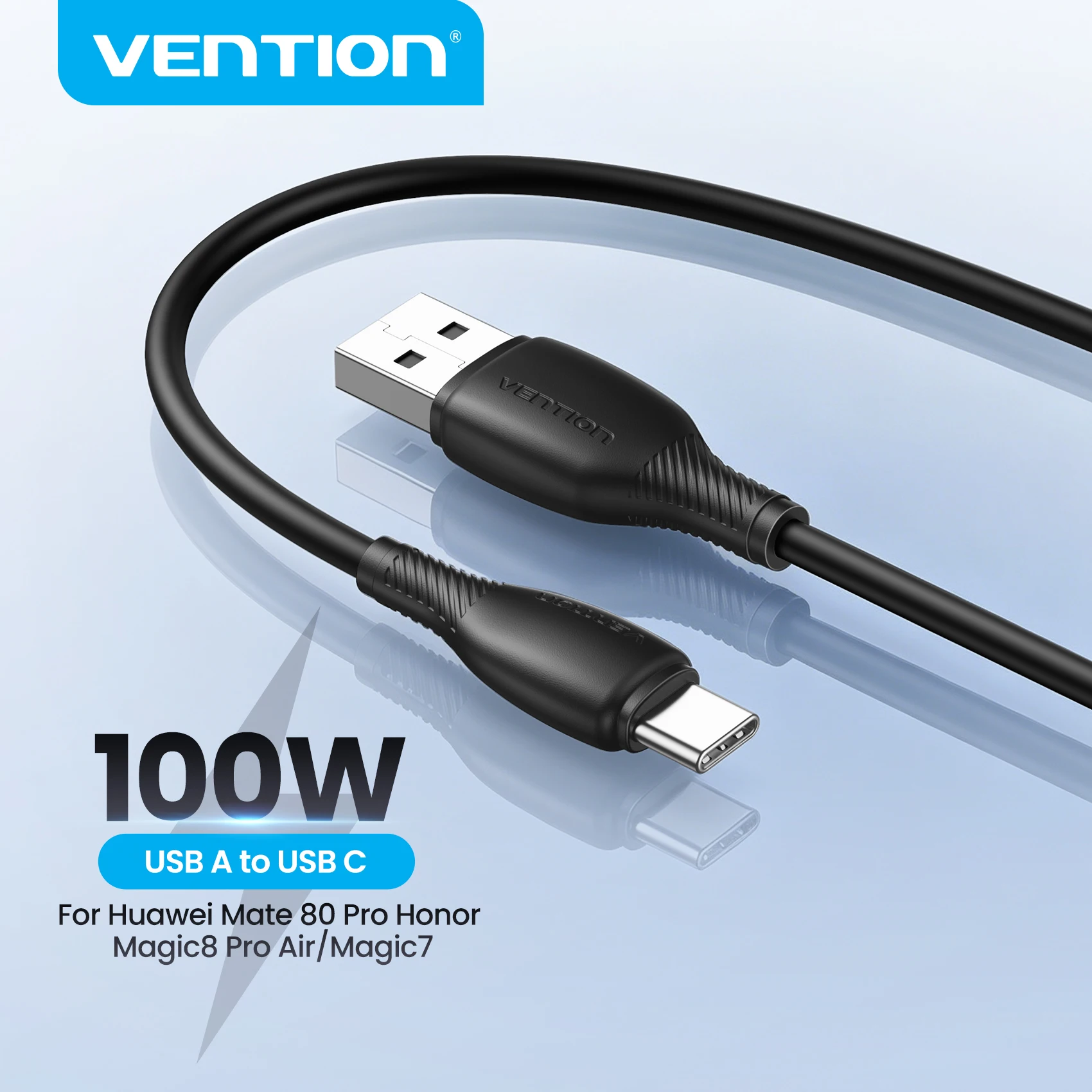 Vention 100W USB-C Kabel USB-A auf Typ-C Kabel 6A Schnellladekabel Typ-C Ladekabel für iPhone 17 16 15 Samsung S24 Xiaomi 17