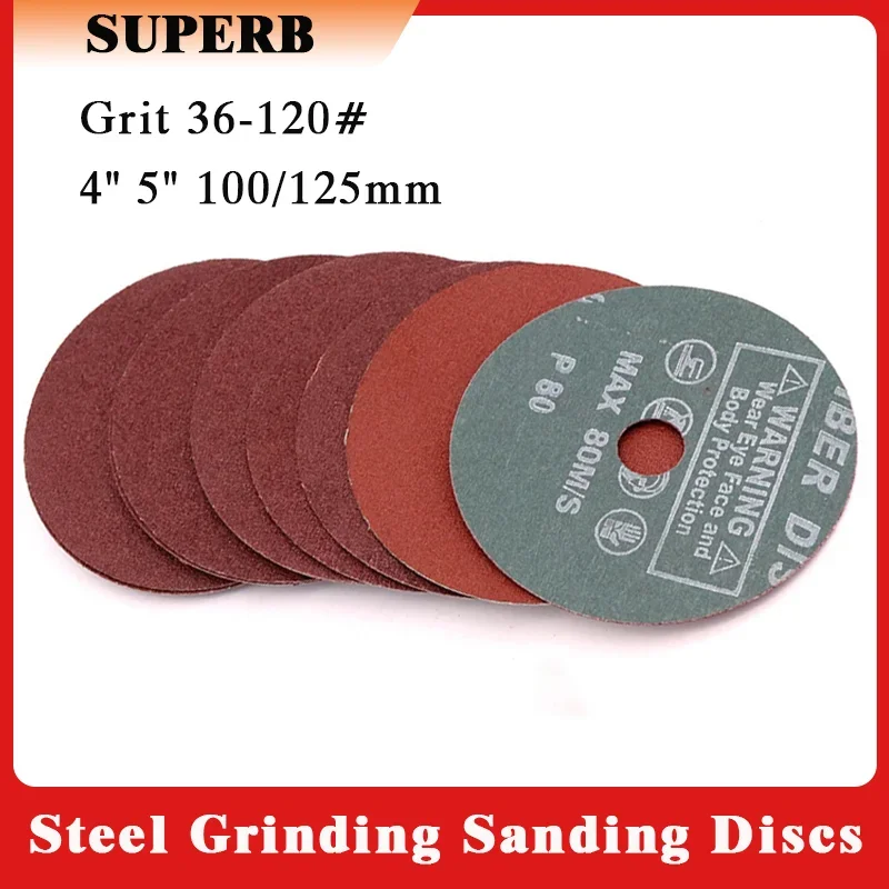 

1Pc Steel Grinding Sandpaper Sanding Disc 4" 5" 100/125mm Grit 36-120 Polishing Grind Sander Wheel For Angle Grinder Dremel Tool