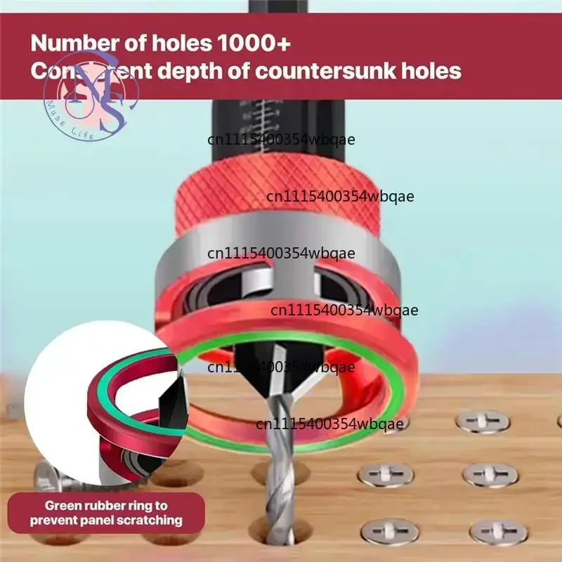 ZO CI-FOR-Countersink Bit Set 6-piece Countersink Wooden Head with Depth Stop, Woodworking Drilling