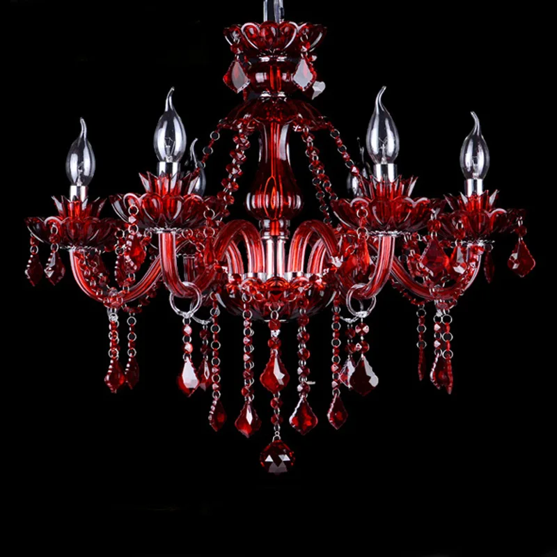 Modern Red K9 Crystal Chandelier Lustre Crystal Chandeliers Lustres D60cm H65cm De Cristal Chandelier LED AC Villa RED Lamp