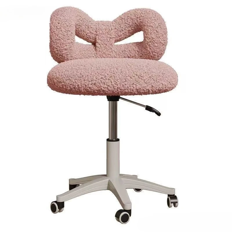 

Lifting Rotating Makeup Chair Girls Bedroom Cream Wind Bow Dressing Stool Computer Chair Nail Art Backrest Chair