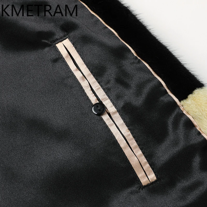 KMETRAM 천연 밍크 모피 코트 여성용 블랙 숏 리얼 퍼 코트 2025 겨울 럭셔리 신상 아우터웨어 여성 의류
