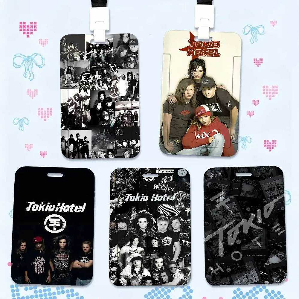 Band T-Tokio H-Hotel Print Card Printed Tag Holder With Detachable Lanyard, Business Employee ID Card Holder