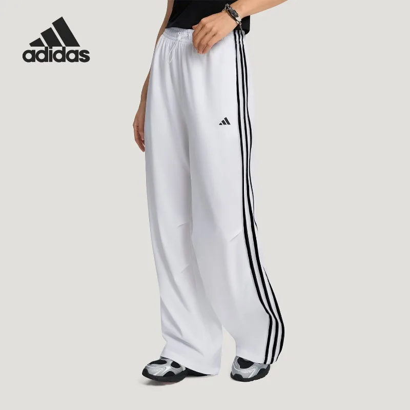 Adidas Women's Sports Striped Loose Casual Mid-rise Trousers KZ1534
