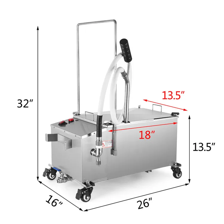 Stainless steel commercial KFC Cooking Deep Fryer Oil Filter Cart / Oil Filter hine