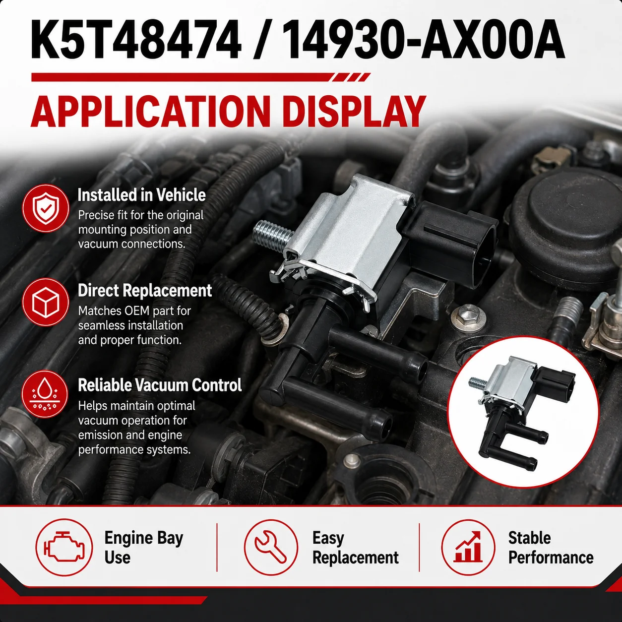 14930-AX00A K5T48474 EVAP Purge Solenoid Valve for Nissan Juke March Note Tiida Versa Sentra
