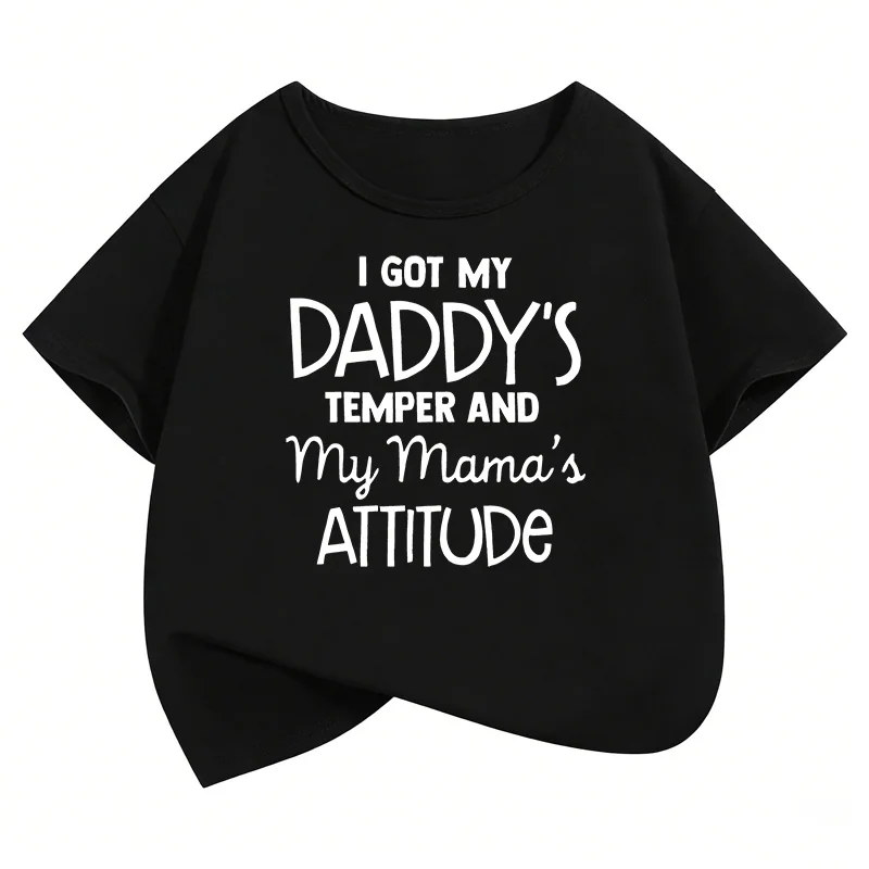 Love with Daddy and Mama Letter Printed T Shirts Kids Children's T-shirt Boys Girls Summer Spring Casual Top Tee