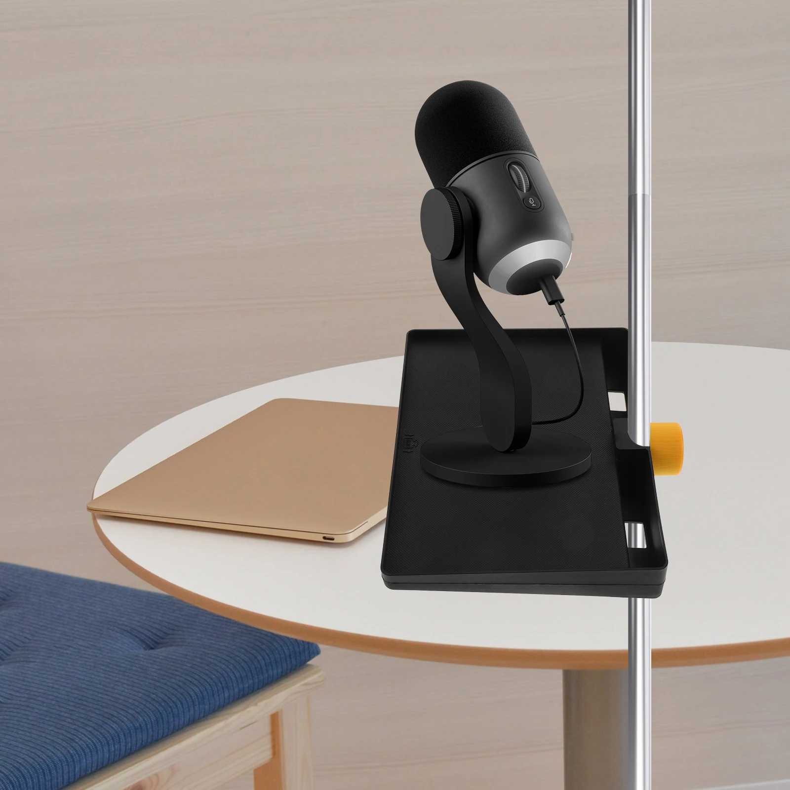 

Adjustable Microphone Stand Multifunctional Live Streaming Sound Card Holder Plastic Shelf Black For Karaoke Recording Broadcast