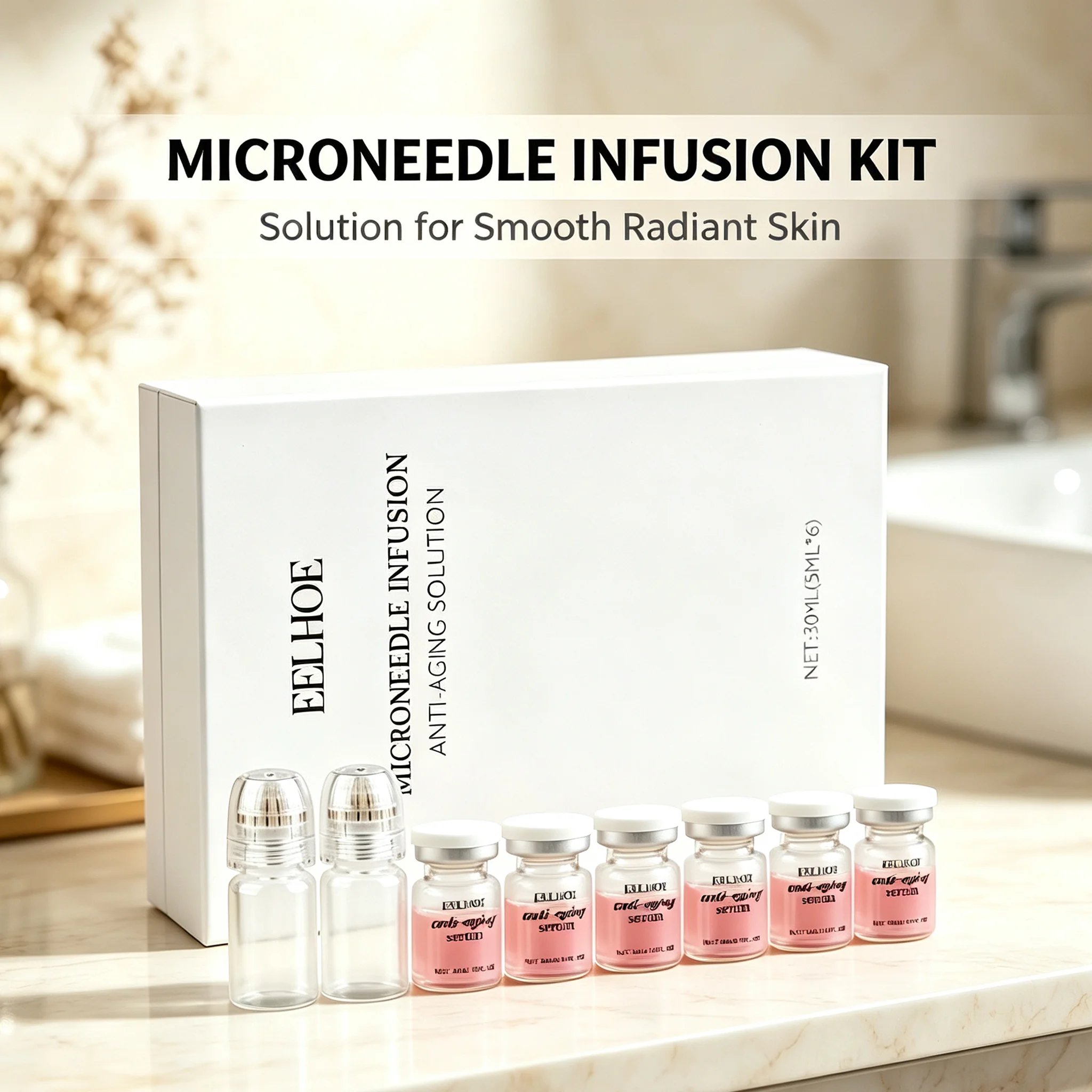 Microneedle Serum Collagen Anti-Wrinkle Essence Set Firming Pore Moisturizing Skin Care Easy Absorbed ≤0.25mm
