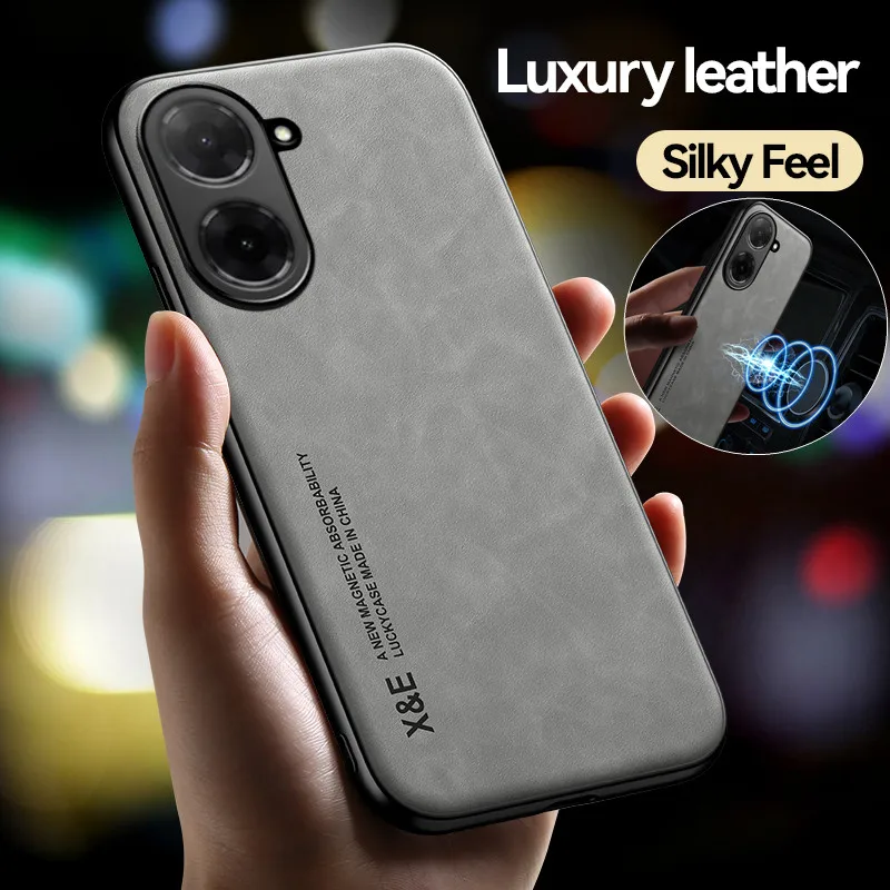 Magnetic Sheepskin Leather Case For Redmi 14C 13C 12C 14R 13 12 Soft Silicone Slip Shockproof Phone Cover