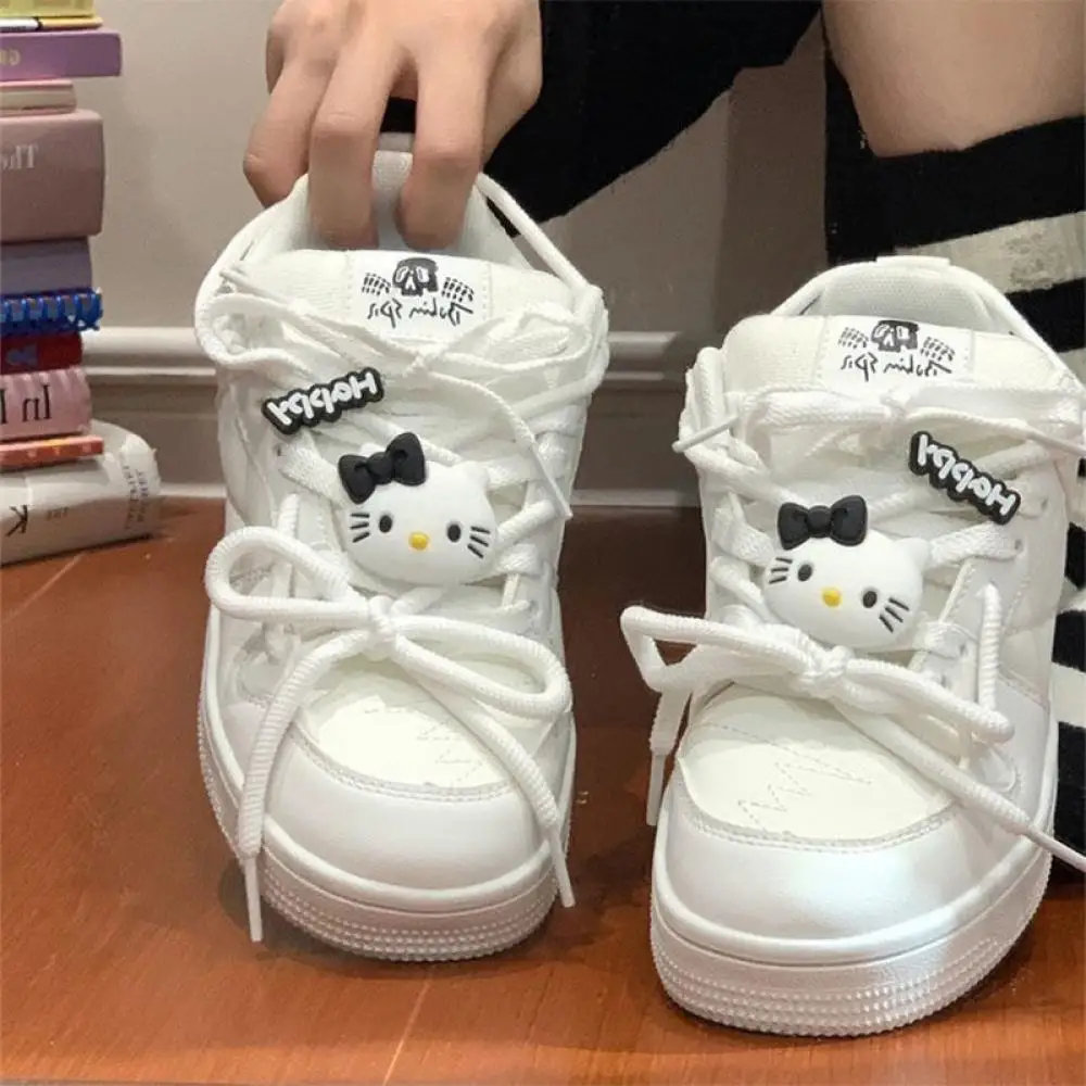 New Sanrio Kawaii Hello Kitty Shoes Female Cartoon Anime Thick Bottom Plate Shoes Cute Girls Student Women's Casual Sneakers