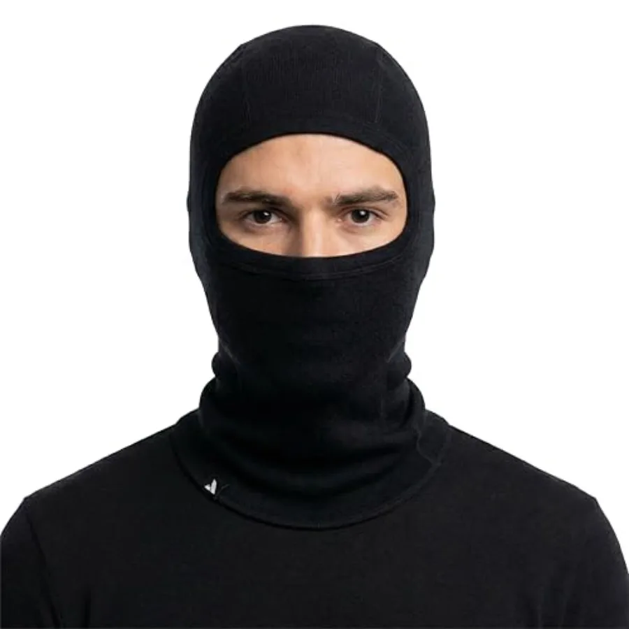 

Janus Wool Norse Merino Balaclava - Wool Ski Mask - Windproof Liner - Black