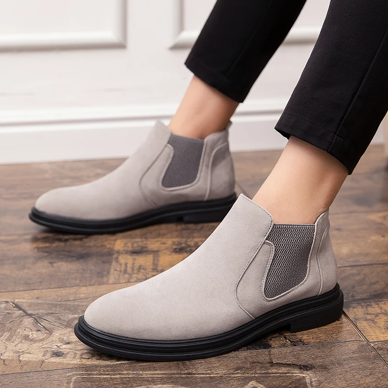 

Мужские ботинки челси из замши на низком каблуке, однотонные, удобные, дышащие, классические мужские ботинки