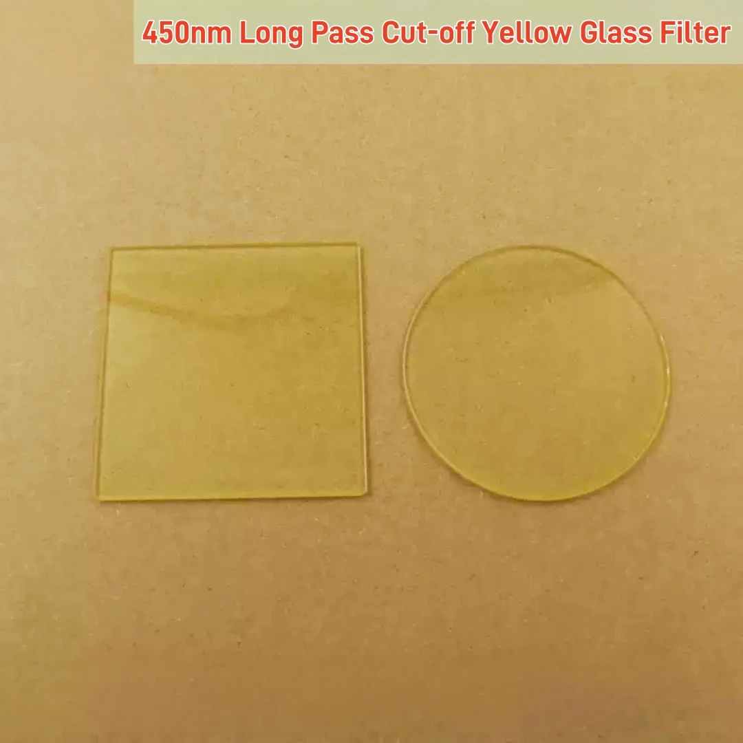 Professional Long Pass Yellow Glass Filter Cut-off at 450nm High Light Transmittance Optical Filter for Spectral Application